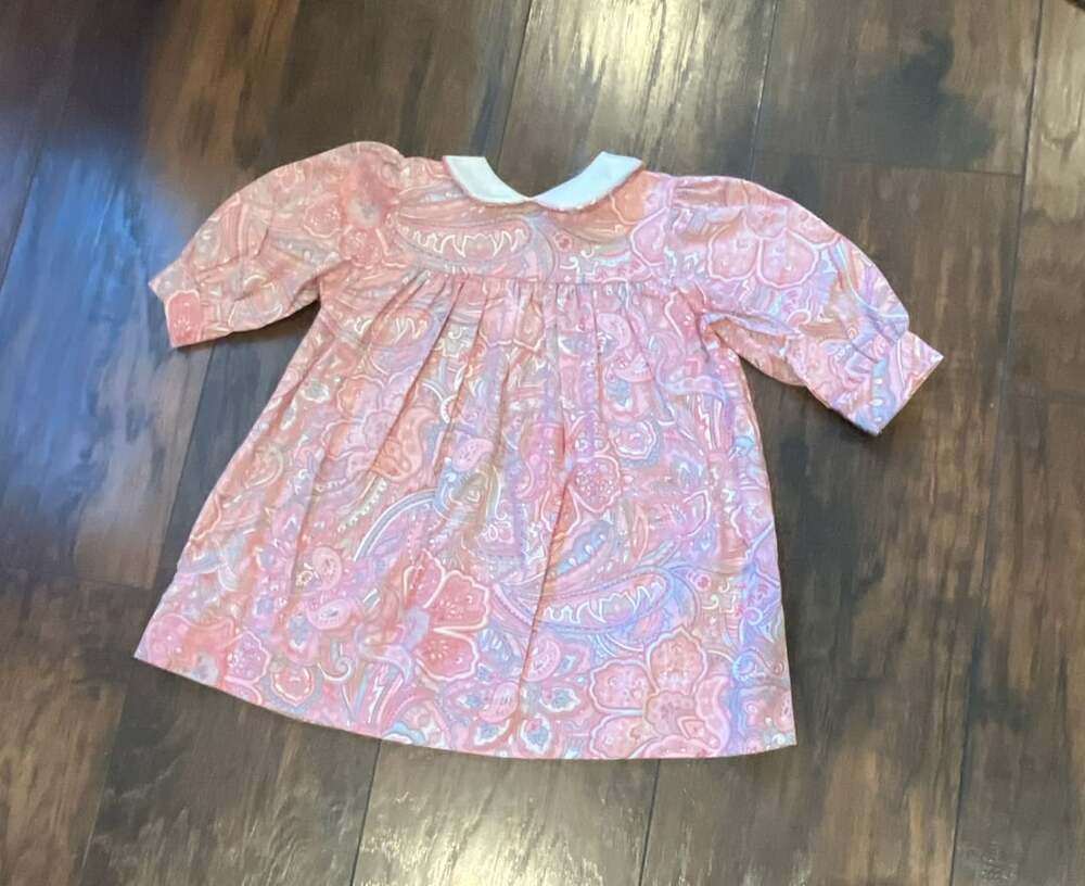 Basic Grace Baby Toddler Girls Pink Paisley Print Dress With White Collar 18M